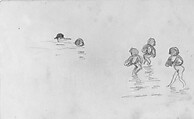 Bathing Children, John Singer Sargent (American, Florence 1856–1925 London), Graphite on off-white wove paper, American